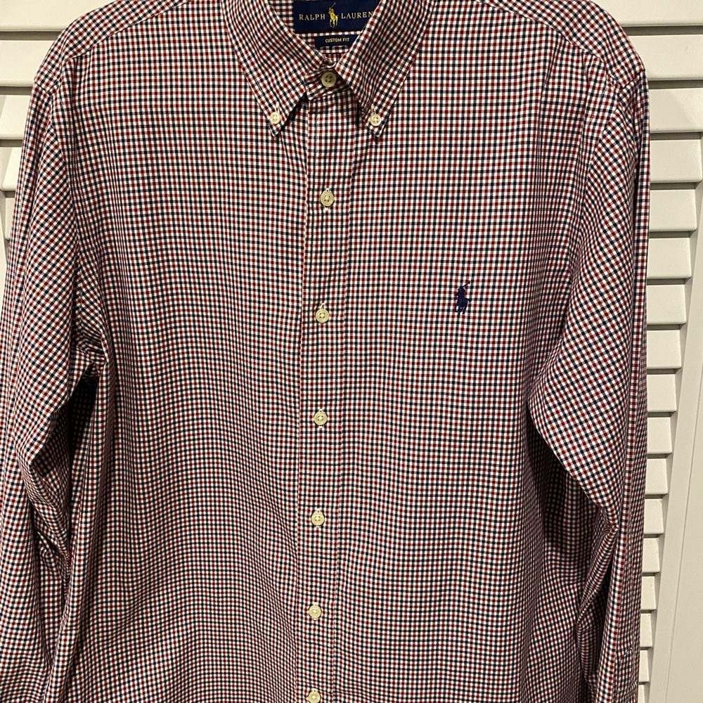 Ralph Lauren Men's Red and White Plaid Shirt